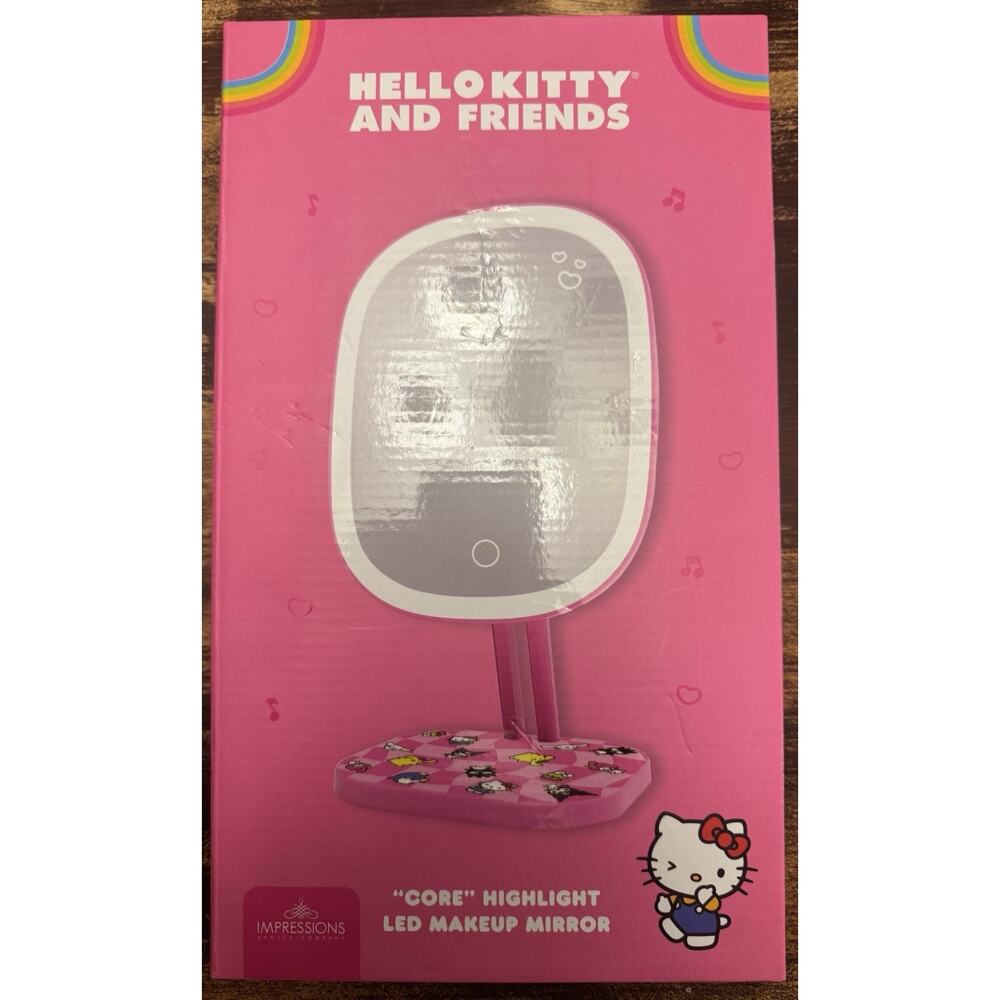 Hello Kitty LED Vanity Mirror Lighted Makeup Mirror Sanrio Pink NIB
